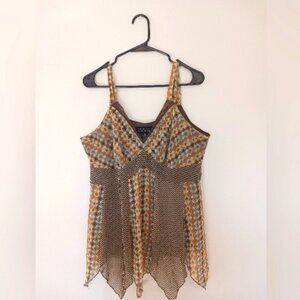 Separates by NY Design Shirt Sleeveless Shear Lined Top, L Women Tan Brown